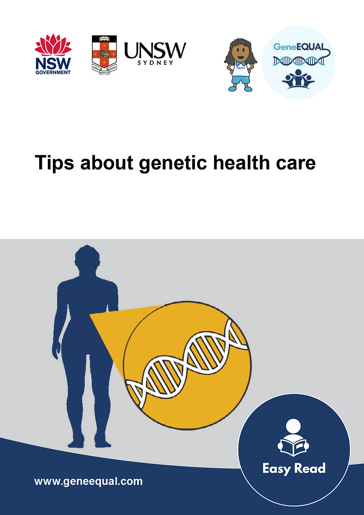 Cover of booklet 5, called Tips About Genetic Health Care